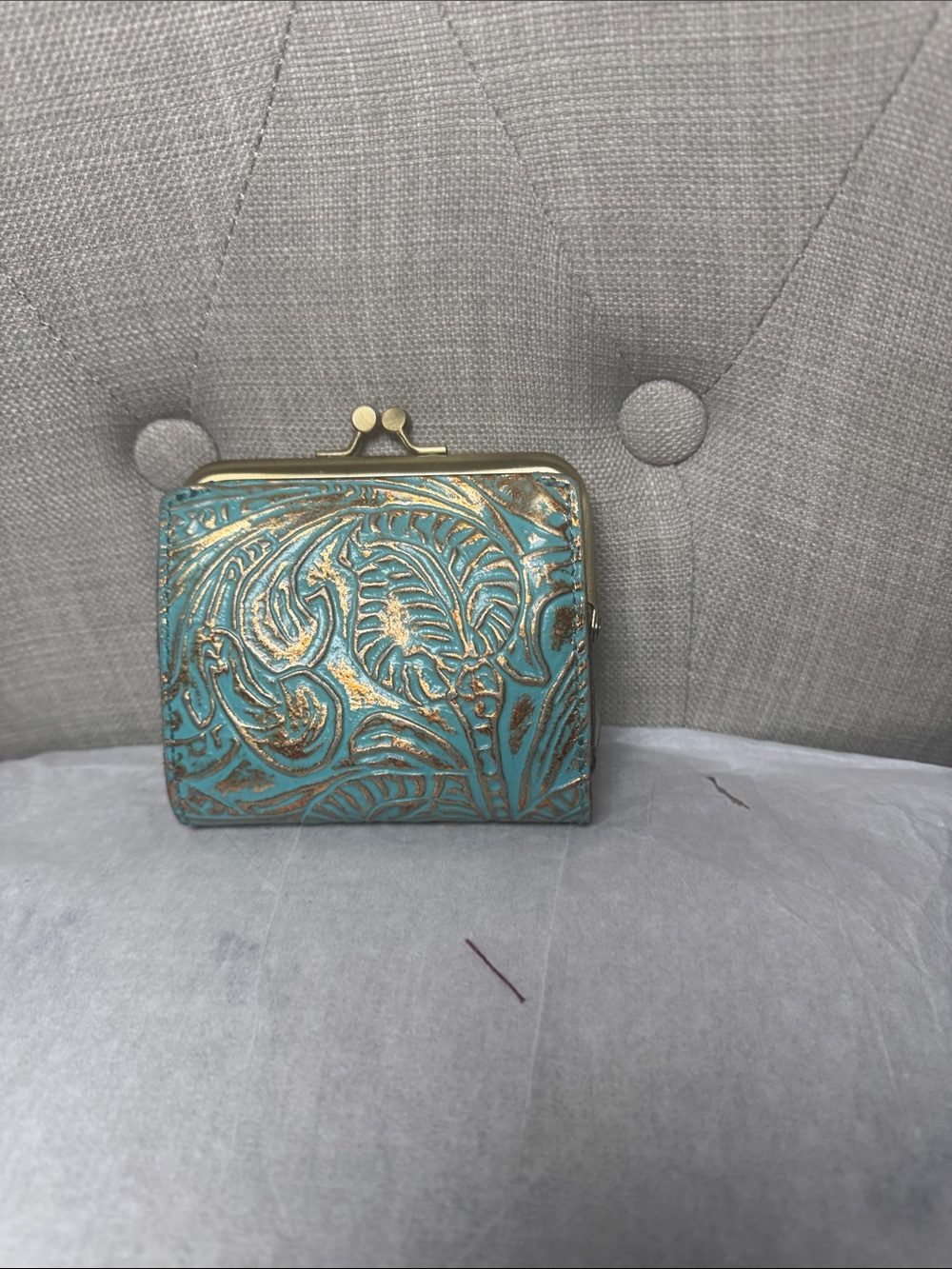 Patricia Nash Embossed Leather Kiss-Lock Wallet - Picture 2 of 7